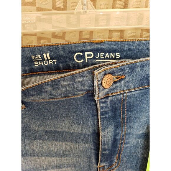 Women's Cuffed Jean Shorts 11 Stretch Denim Distressed Shorty Shorts Y2K - Picture 4 of 6